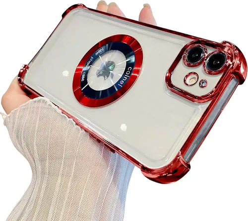 Miniatura 44 de Funda magnética transparente para iPhone 14 Plus, lujo brillante en las cuatro esquinas, protección de grado militar a prueba de golpes