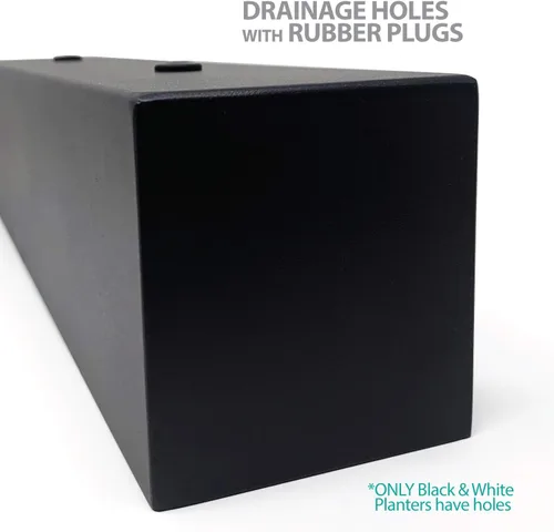 Miniatura 5 de Buhbo Maceta rectangular moderna de acero tipo artesa de 16 pulgadas, negro