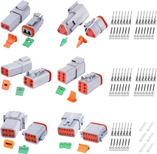 Kit de conectores Deutsch DT de 100 unidades, 2 3 4 6 8 12 pines gris impermeable conector eléctrico con sello y conector de sellado 1 kit 2 3 4 6 8