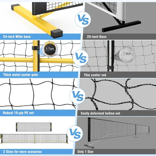 Miniatura 5 de Portable Pickleball Net for Driveway, 22 FT Regulation Size & 11 FT Half Court Size Pickle Ball Net with Ball Collector, 2-in-1 Pickle Ball Net with