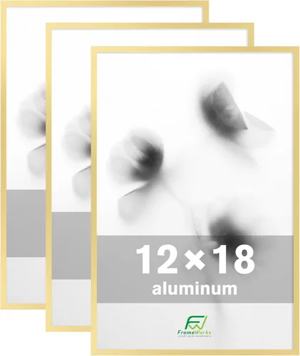 Miniatura 32 de FrameWorks Marcos para póster de aluminio cepillado de 12 x 18 pulgadas, diseño moderno de metal cepillado con plexiglás inastillable, perfecto