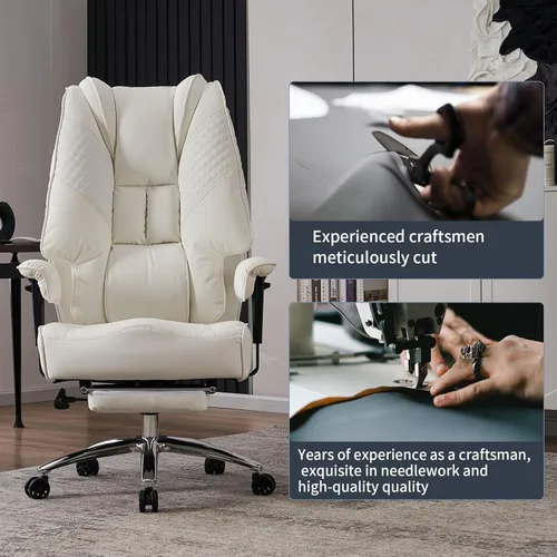 Miniatura 7 de EXCEBET Silla de oficina grande y alta de 400 libras de ancho, sillas de oficina ejecutivas de cuero con respaldo alto con reposapiés, soporte