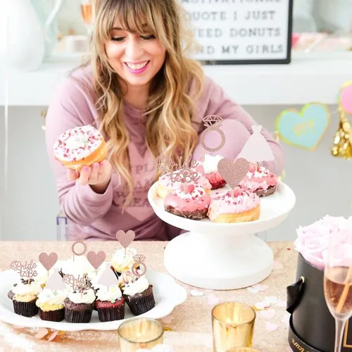 Miniatura 5 de 24 piezas de decoración para cupcakes con anillo de corazón, para despedida de soltera, bodas, compromisos, despedidas de soltera, suministros