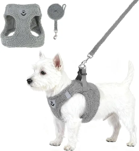 Miniatura 14 de Arnés de malla suave para cachorros – Juego de arnés y correa para perros pequeños, ajustable y cómodo chaleco reflectante acolchado para cachorros