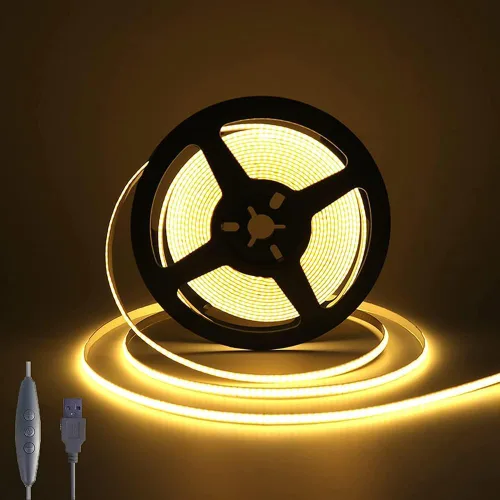 Miniatura 7 de Tira LED COB de 16.4 pies, USB 5 V, 320 LEDs/M, tira LED flexible regulable de 4500 K, color blanco natural, banda LED COB, no impermeable, tira