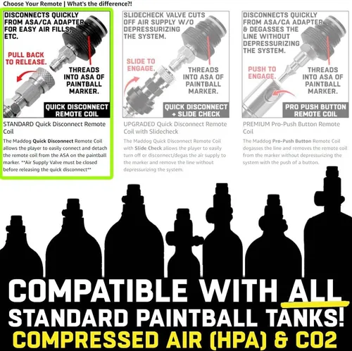 Miniatura 9 de Maddog Paquete de 4+1 arnés de paintball con (4) cápsulas de paintball y combo de bobina remota de tanque de paintball de desconexión rápida Lima