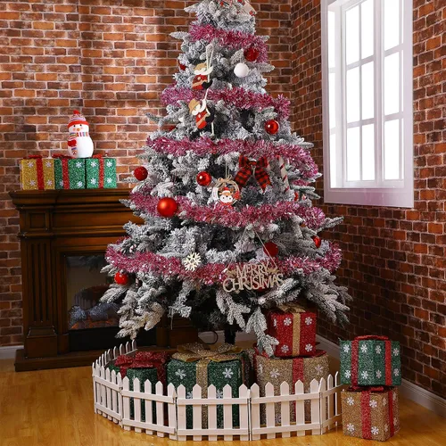 Miniatura 4 de Guirnalda de oropel de Navidad de 39.4 pies, guirnalda metálica giratoria, adornos colgantes brillantes para árbol de Navidad, suministros
