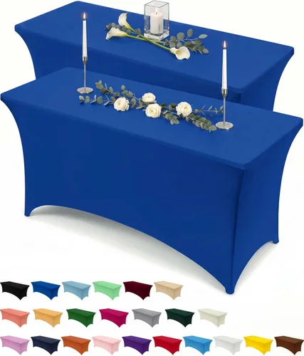 Miniatura 45 de Utopia Kitchen Mantel rectangular de spándex de 4 pies [1 unidad, negro] 200 GSM elástico, ajustado, lavable y resistente a las arrugas, cubierta