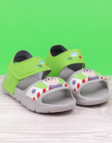 Miniatura 8 de Disney Toy Story Buzz Lightyear - Sandalias para niños, deslizadores de superhéroes con correa de apoyo para niños pequeños, calzado sin cordones