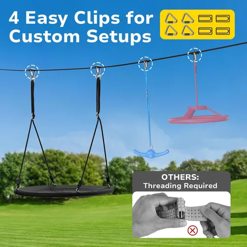 Miniatura 4 de Hapfan Slackline - Juego de columpios para patio trasero, juego de columpio de platillo de 40 pulgadas entre árboles, equipo de juego al aire libre