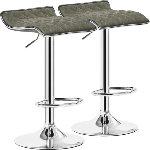 Miniatura 13 de VECELO Juego de 2 taburetes de bar ajustables, taburetes de altura de barra para encimera de cocina