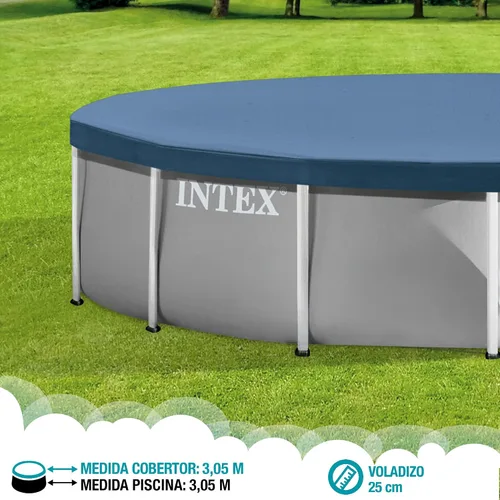 Miniatura 5 de CUBIERTA DE ALBERCA INTEX 28030E: Para piscinas de 10 pies con marco redondo de metal – Incluye cuerda de atado – Orificios de drenaje – Sobresalida