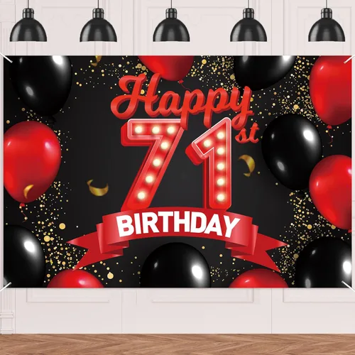 Miniatura 8 de Cartel de feliz cumpleaños 15 color rojo y negro, decoración temática de globos para niñas y mujeres, princesas de 15 años, fiesta de cumpleaños