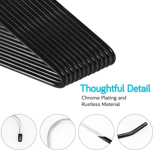 Miniatura 5 de IPOW Paquete de 24 perchas de metal resistentes para pantalones, perchas para armario, perchas de ropa de extremo abierto para pantalones holgados
