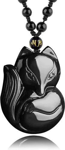 TIKCAUZ Collar de obsidiana negra de cristal natural y piedra curativa con cuerda ajustable hecho a mano joyería de piedras preciosas para hombres y