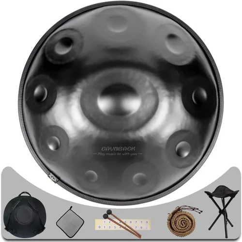 Miniatura 16 de Eavnbaek Tambor de Lluvia Chime - Tambor de lluvia de 8 notas de 6 pulgadas para jardín exterior, con bolsa, libro de música, baquetas, soporte