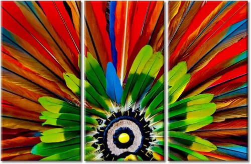 Miniatura 27 de Arte de pared de 3 piezas, pintura en lienzo del Día de los Muertos, Bailarín azteca, impresión sobre lienzo, festival mexicano, obra de arte