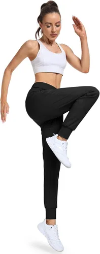 Miniatura 4 de UEU Pantalones deportivos de cintura alta para mujer, con cordón ajustable, pantalones deportivos de yoga con bolsillos