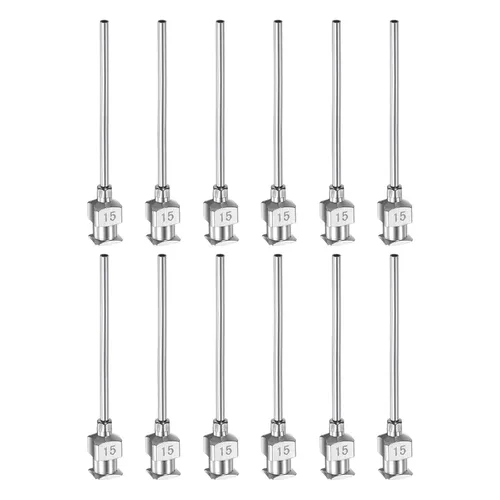 Miniatura 12 de HARFINGTON 12 agujas dispensadoras de acero inoxidable calibre 17, 1 1/2 pulgadas, tubo de aguja de pegamento de metal, puntas romas, Luer Lock