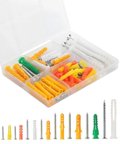 Mr. Pen - Kit surtido de anclajes y tornillos para paneles de yeso, 100 piezas, 50 anclajes de expansión de pared seca de plástico y 50 tornillos de