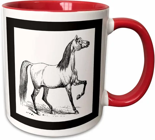 Miniatura 9 de 3dRose Vintage Horse Sketch - Taza negra de dos tonos (11 oz)