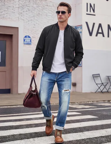 Miniatura 5 de TACVASEN Chaqueta Ligera para Hombre Chaqueta Bomber de Primavera Otoño Rompevientos Abrigos Casuales Elegantes con Bolsillos