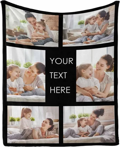 Miniatura 12 de InterestPrint Manta personalizada con texto y fotos, collage, regalo personalizado para cumpleaños, aniversario, boda, regalo personalizado