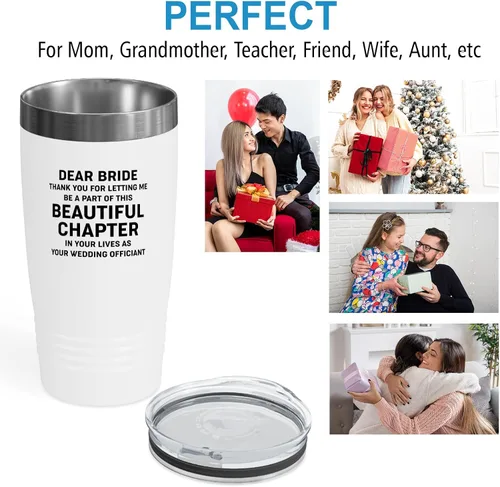 Miniatura 5 de Bride Gift from Officiant Tumbler 20oz White -Beautiful Chapter - Bridal Shower Bride To Be Bachelorette Party Newlywed Wedding Officiant Brother