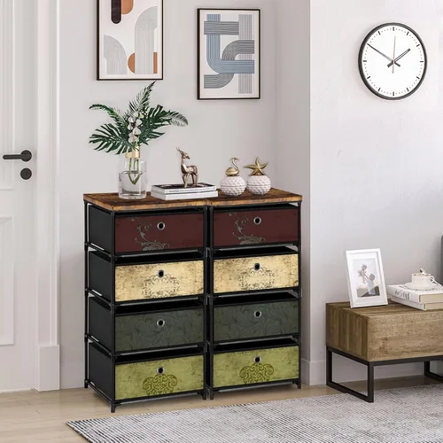 Miniatura 4 de VASICAR Mesita de noche con 4 cajones, organizador de almacenamiento de ropa, pequeña cómoda de tela para dormitorio, armario, entrada, pasillo