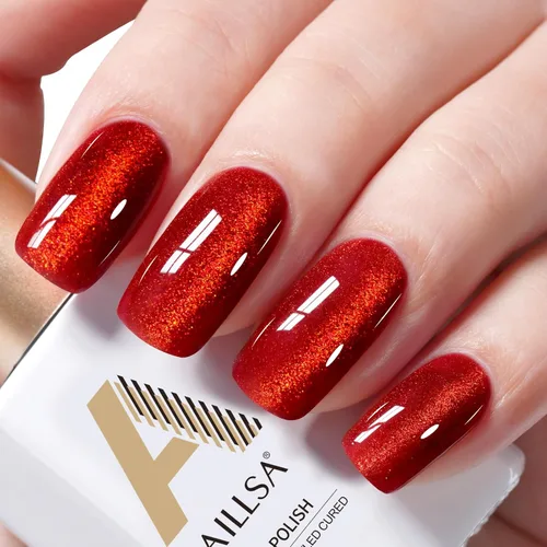 Miniatura 9 de AILLSA - Esmalte de uñas de gel Cat Eye color nude con glitter de cristal, esmalte de uñas de vidrio con destellos, brillo reflectante translúcido