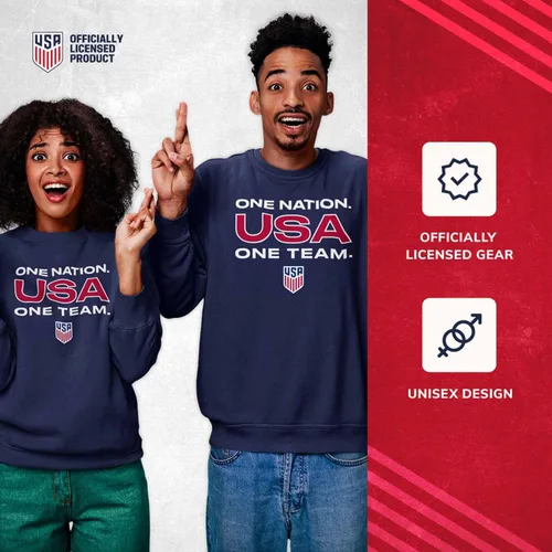Miniatura 3 de The Victory Officially Licensed Unisex Adult USA National Soccer Team One Nation One Team Slogan Crewneck Sweatshirt