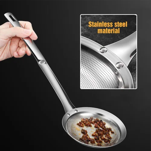 Miniatura 6 de Colador de malla fina de acero inoxidable, colador de malla fina 2025 para colador de aceite de cocina, cuchara espumadora, colador de alimentos