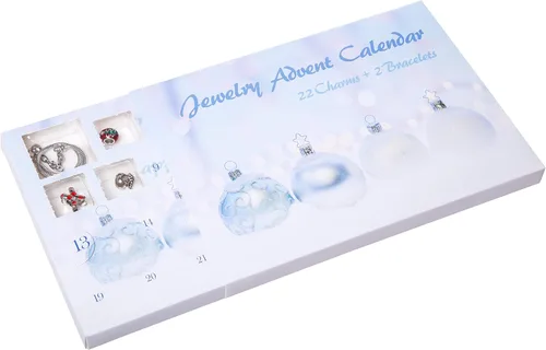 Miniatura 3 de Red Co. Calendario de Adviento de Navidad con 2 pulseras y 22 dijes únicos, juego de joyas – 24 regalos en total para hija, sobrina, nieta