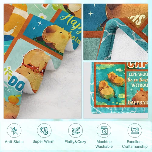 Miniatura 4 de Capybara - Regalos para mujer, lindas mantas para niña, manta de franela suave de 50 x 60 pulgadas, decoración de Navidad, regalo de cumpleaños