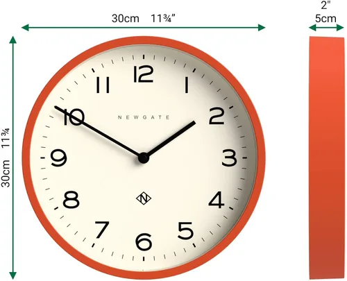 Miniatura 3 de NEWGATE Reloj de pared con número cuatro eco, reloj redondo moderno, 11.8 in, naranja, números fáciles de leer, ideal para cocina, sala de estar u