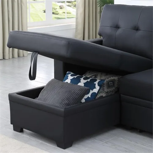 Miniatura 10 de Devion Furniture Tela de poliéster en forma de L reversible, fácil de convertible extraíble, sofá seccional/diván de almacenamiento con cojines