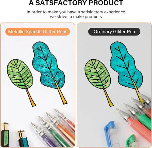 Miniatura 4 de ZSCM Bolígrafos de gel retráctiles con purpurina superbrillante, 12 colores de gran capacidad, bolígrafos de tinta de gel con brillo metálico