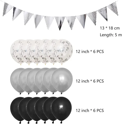 Miniatura 4 de Juego de decoraciones de fiesta de cumpleaños número 15 para niñas, niños, mujeres y hombres, pancarta negra con letras de feliz cumpleaños