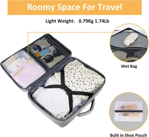 Miniatura 5 de Taygeer Mochila de Equipaje de Mano, Mochila de Viaje para Mujeres con Puerto de Carga USB y Bolsa para Zapatos, Mochila para Laptop de 15.6 Gris