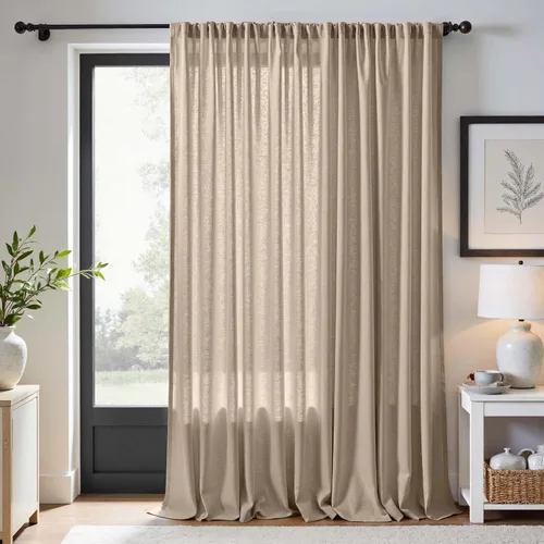 Miniatura 121 de JINCHAN Cortinas de lino de 108 pulgadas de largo, juego de 2 paneles, cortinas de ventana para sala de estar y dormitorio, cortinas