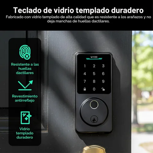Miniatura 6 de Wyze Auto-Lock Bolt v2, cerradura inteligente de entrada sin llave con huella dactilar, escáner de aprendizaje AI con Wi-Fi, cerrojo de puerta