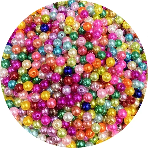 Miniatura 29 de 400 cuentas de perlas de satén de 0.315 pulgadas (0.315 in) redondas sueltas de plástico para hacer joyas, aretes, pulseras, collares, llaveros
