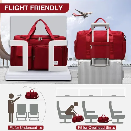 Miniatura 129 de Pequeña bolsa de gimnasio para mujer, bolsa de viaje con compartimento para zapatos