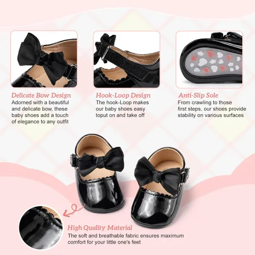 Miniatura 3 de KIDSUN Zapatos Mary Jane para bebés y niñas, suela de goma antideslizante, zapatillas de ballet para vestido de princesa, zapatos de boda, zapatos