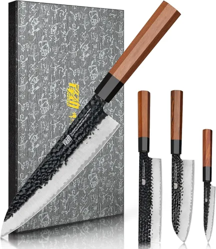 FINDKING Dynasty Series - Juego de cuchillos de cocina de 4 piezas, juego de cuchillos de chef japonés profesional, hoja de acero de alto carbono