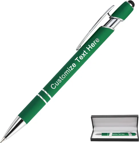 Miniatura 12 de Bolígrafos personalizados a granel con punta de lápiz capacitivo, 12 bolígrafos personalizados con logotipo de mensaje con nombre, bolígrafos