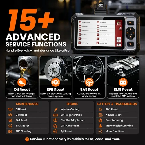 Miniatura 3 de ANCEL FX6100 Herramienta de escaneo bidireccional, escáner de diagnóstico OBD2 de sistema completo con reinicio de 15+, almohadilla de Blcak