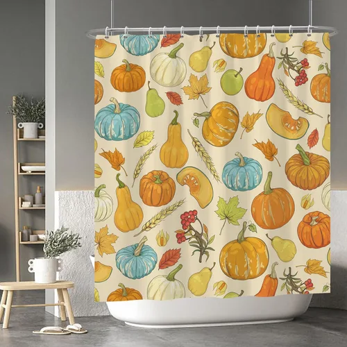 Miniatura 109 de Cortina de ducha de fantasma y gato negro para niños, 36 x 72 pulgadas, espeluznante y bonita, cortina de baño de Halloween con 6 ganchos, cortina