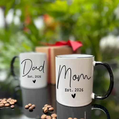 Miniatura 2 de EST 2026 - Juego de tazas de anuncio de embarazo para mamá y papá, regalos para padres primerizos, regalos de cumpleaños para madre primeriza y papá
