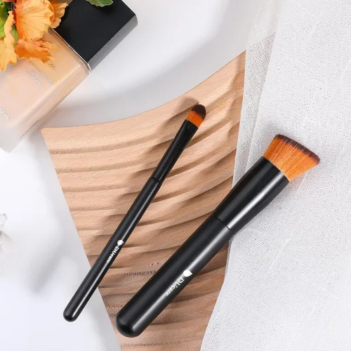 Miniatura 7 de DUcare Brocha para base y corrector, 2 unidades, bronceador de contorno, brocha Kabuki para cara, mezcla de líquidos sintéticos, herramientas